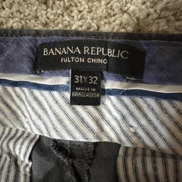 Banana Republic Fulton Chino Pants Mens 31x32 Gray Stretch Slim Fit Casual - Picture 4 of 11